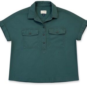 Universal Thread Women's Green Dolman Short Sleeve Utility Button Size Small
